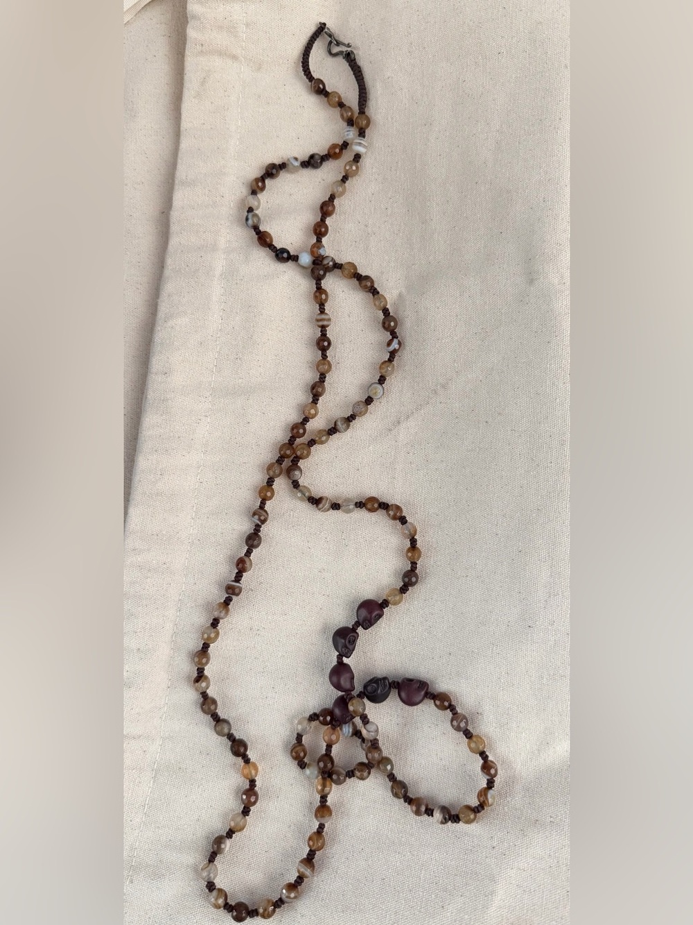 Chan Luu Brown and Cream Agate Bead Necklace - Picture 5 of 5
